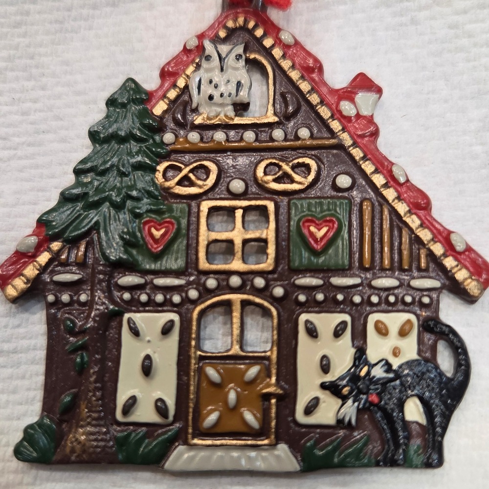 Vintage German Gingerbread House Painted Pewter Kuhn Kollektion Hansel/Gretel